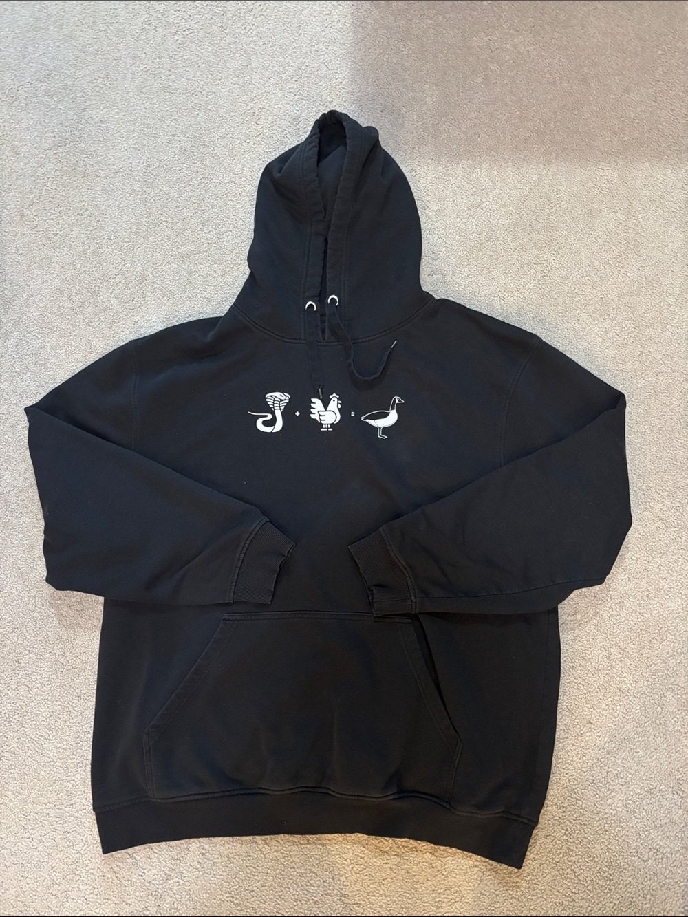 Men's Black Hoodie Sweatshirt with White Icon Trio